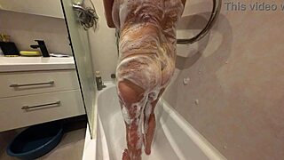 Soapy stepsister body glistens in perfect 4k slow motion closeup