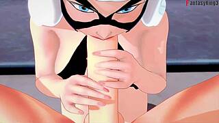 felicia hardy black cat gives bikini blowjob in spiderman hentai fantasy