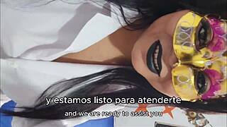 Sexy tattooed Latina masseuse fingers shaved pussy while dirty talking pervy client fantasies