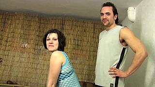 French 18-year-old bent over bed for deep play