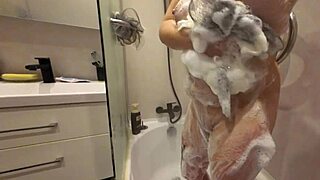 Soapy stepsister body glistens in perfect 4k slow motion closeup