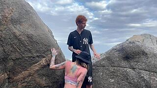 blonde beach babe gets ripped clothes fucked bareback by stranger cumshot 😍👣🌊