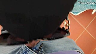 Blonde milf glasses deepthroats huge cock swallows cum POV