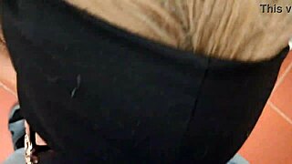 Blonde milf glasses deepthroats huge cock swallows cum POV