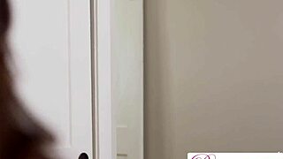 theodora day teases in miniskirt offers pussy discount then takes huge cumshot on shaved tits pov handjob blowjob