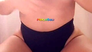 petite blonde girlfriend screams as i face fuck her huge fake tits then cum hard on them in kitchen pov handjob blowjob