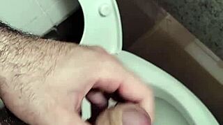 Stroke that small cock hard in this public bathroom now?