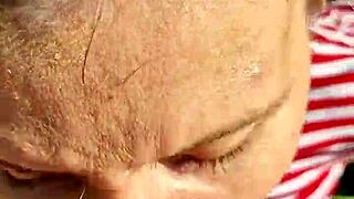 slamming wet 18+ girl's slobbery mouth deep in forest heat with pigtails sneakers shorts!