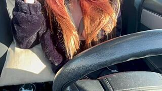 ITALIAN BIG TITS ARTEMISIA LOVES SOLO CAR RIDE FLASHING HARD NIPPLES