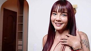 Horny colombian allison sweet's first casting interview turns into bent over pussy pounding and creampie finish