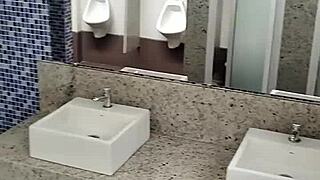 Stroke that small cock hard in this public bathroom now?