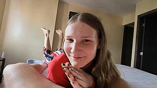 i'm watching this sexy blonde slobber on huge cock mirror cumshot on her face