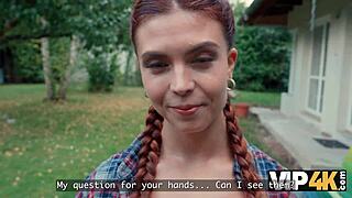 she cheats like a pro sucking massive cock outdoors in pigtails while her boyfriend waits clueless pov