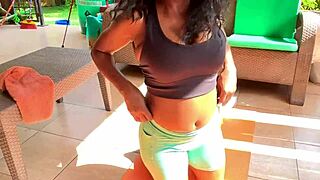 stepdad spots me in yoga pants outside and dives into my tight young pussy