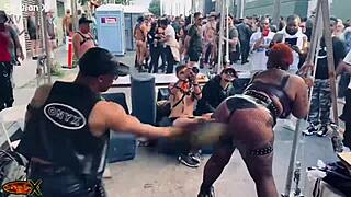 i spot this perfect brat at folsom and she takes my flogger like a champ
