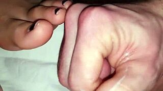 I shoot my thick load all over her soft soles and toes right now