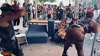 i spot this perfect brat at folsom and she takes my flogger like a champ