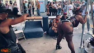 i spot this perfect brat at folsom and she takes my flogger like a champ