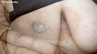 hairy muslim stepmom chats with desi stepson on chair