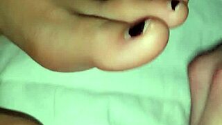 I shoot my thick load all over her soft soles and toes right now