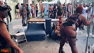 i spot this perfect brat at folsom and she takes my flogger like a champ