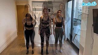 Four Girls Unleash Intense First-Time Lesbian Workout Orgy