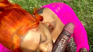 she rides that big black cock outdoors in rough public doggystyle creampie romp