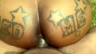 she rides that big black cock outdoors in rough public doggystyle creampie romp