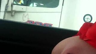 aussiefox flashes her huge tits and teases aussie truckers with wet pussy reveal
