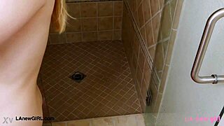 Whoa hot blonde teen 18+ jumps in shower all steamy and sexy 🚿💦😍
