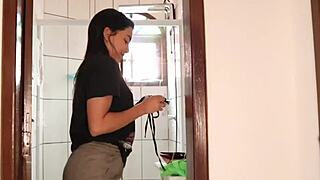 Housemaid Fablazed Bent Over Sucking Boss's Huge Cock in Bedroom