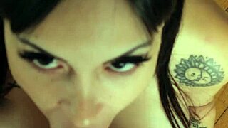 amateur latina's fake tits bounce as she sucks huge cock for massive facial 💦😈