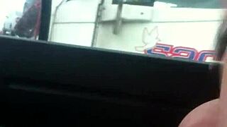 aussiefox flashes her huge tits and teases aussie truckers with wet pussy reveal