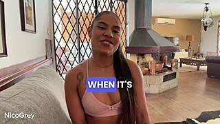 Petite latina teen does extreme sloppy deepthroat pov with rimjob and cum!