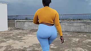 apple bottom 52 bounces big black cock on her fat ass till balls bust