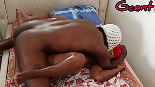 black girlfriend's swollen wet pussy ripped open missionary style at home