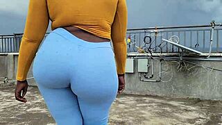 apple bottom 52 bounces big black cock on her fat ass till balls bust
