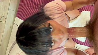 watch this cute 18+ latina college nympho deepthroat huge cock with braces in pov blowjob!