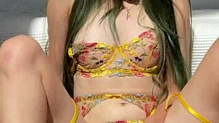 girl in sexy underwear masturbates with toys day 21... pussy so wet n shaved OMG