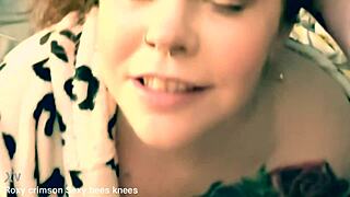 all those smiles hiding cumshots on her chubby redhead face and tits
