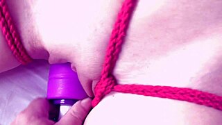 Bia Roman bound and beggin to cum while skinny latina lesbians dominate her shaved holes!!