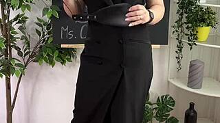 bdsm teacher in lingerie heels glasses teases her fat ass