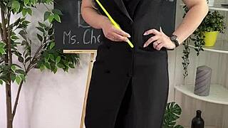 bdsm teacher in lingerie heels glasses teases her fat ass