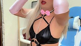 wanna taste this sexy schoolgirl tranny's thick creamy load straight from her cock?