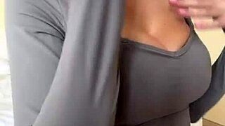 Stepmom rams big black dildo in her huge tits bounce