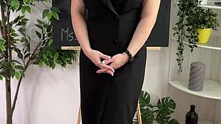 bdsm teacher in lingerie heels glasses teases her fat ass