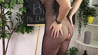 bdsm teacher in lingerie heels glasses teases her fat ass