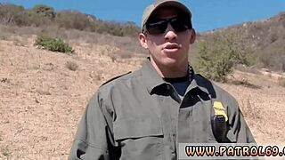 Blonde honey in cop uniform does hardcore threesome on rubber hood outdoors 😎👮‍♀️💦