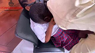 😈 bad teacher gets so horny fucking her cute student's wet ebony pussy raw 🥵