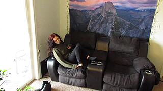 watch veggiebabyy slowly tease off her sweater and tight jeans revealing perky small tits